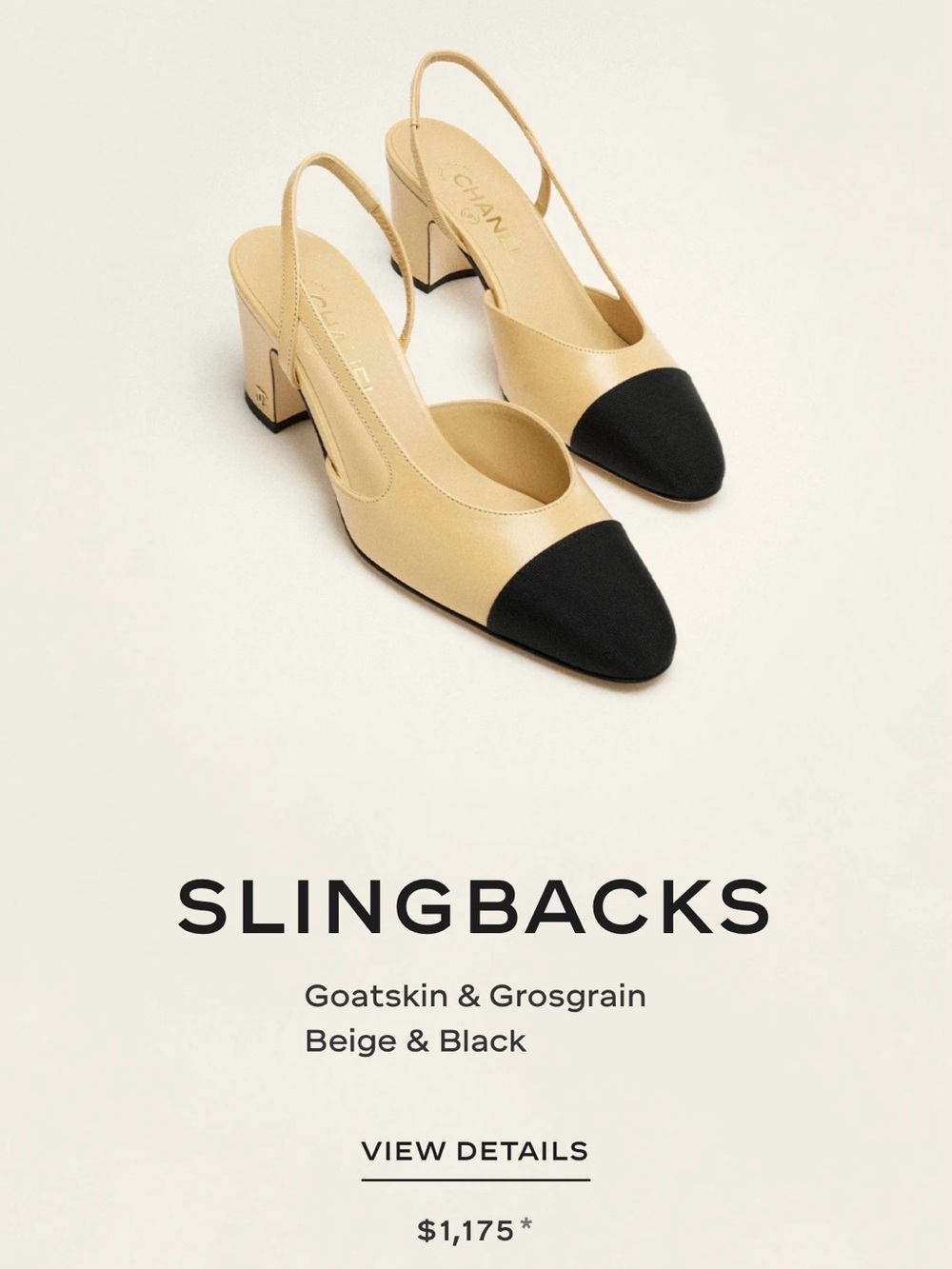 Chanel Slingbacks Beige and Black Size 37